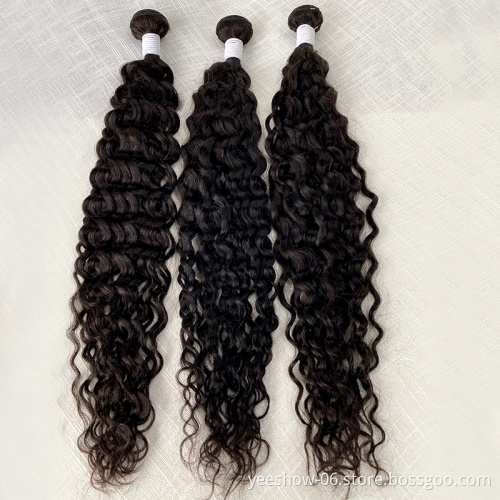 Wholesale 10A Grade Cuticle Aligned Virgin Hair Bundles Unprocessed Brazilian Human Hair Bundles With Closure water  Wave